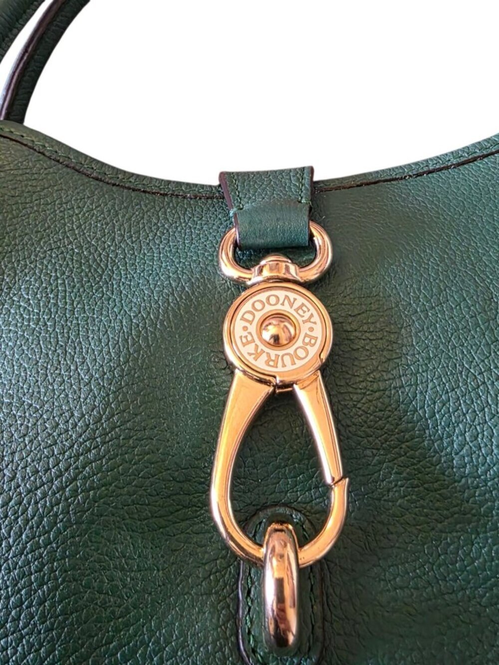 Dooney & Bourke Belvedere Logo Lock Satchel Jade Green Pebble Leather Bag - Picture 13 of 16